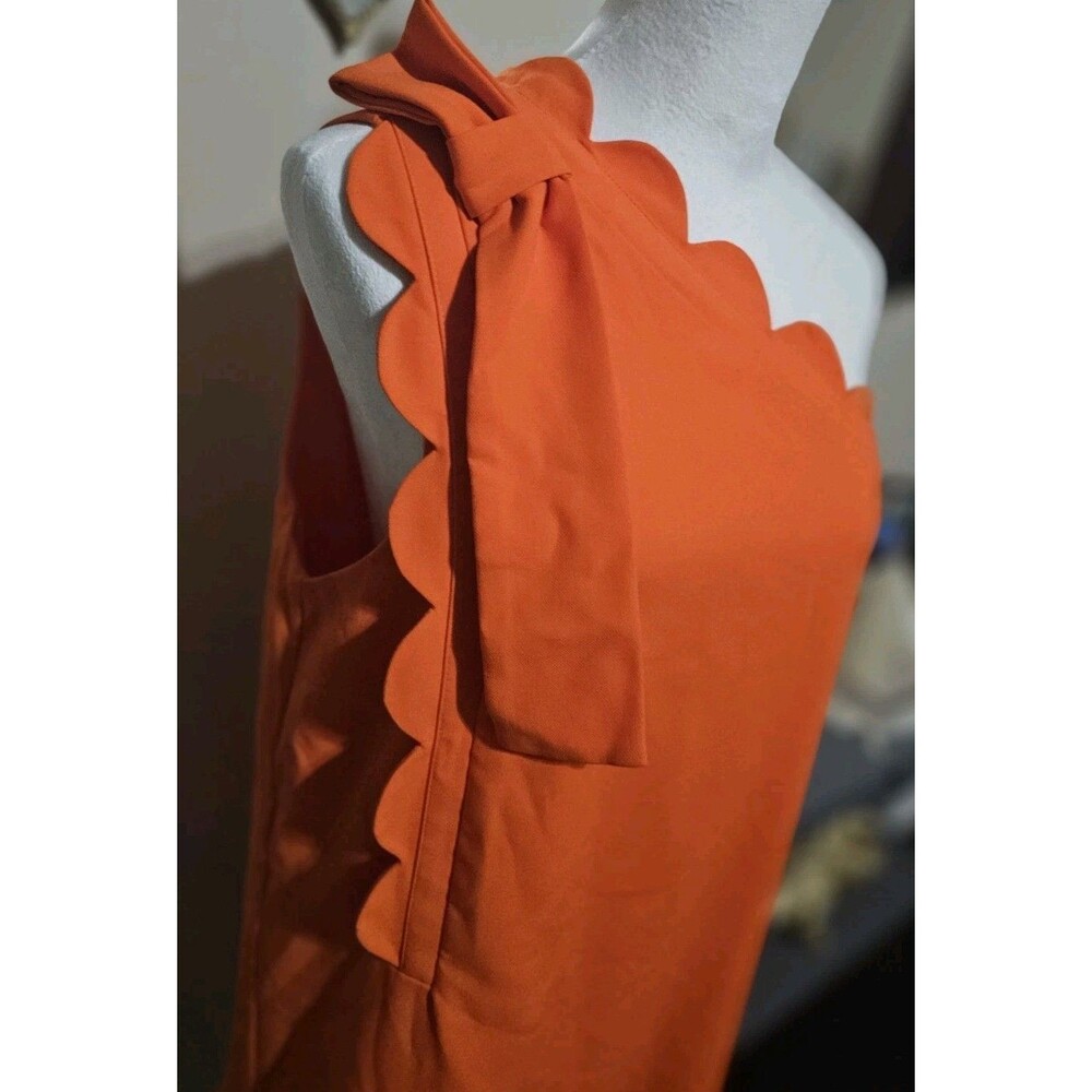 Victoria Beckham for Target Dress Womens Orange XL One Shoulder Scallop Ruffle - Picture 4 of 15